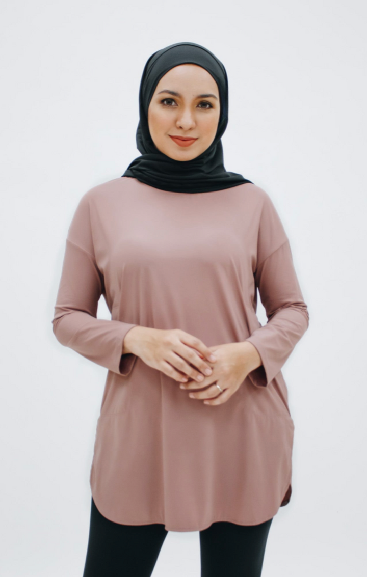 Zijdezachte Modest Sporttop - Luxe Comfort in Rozebruin