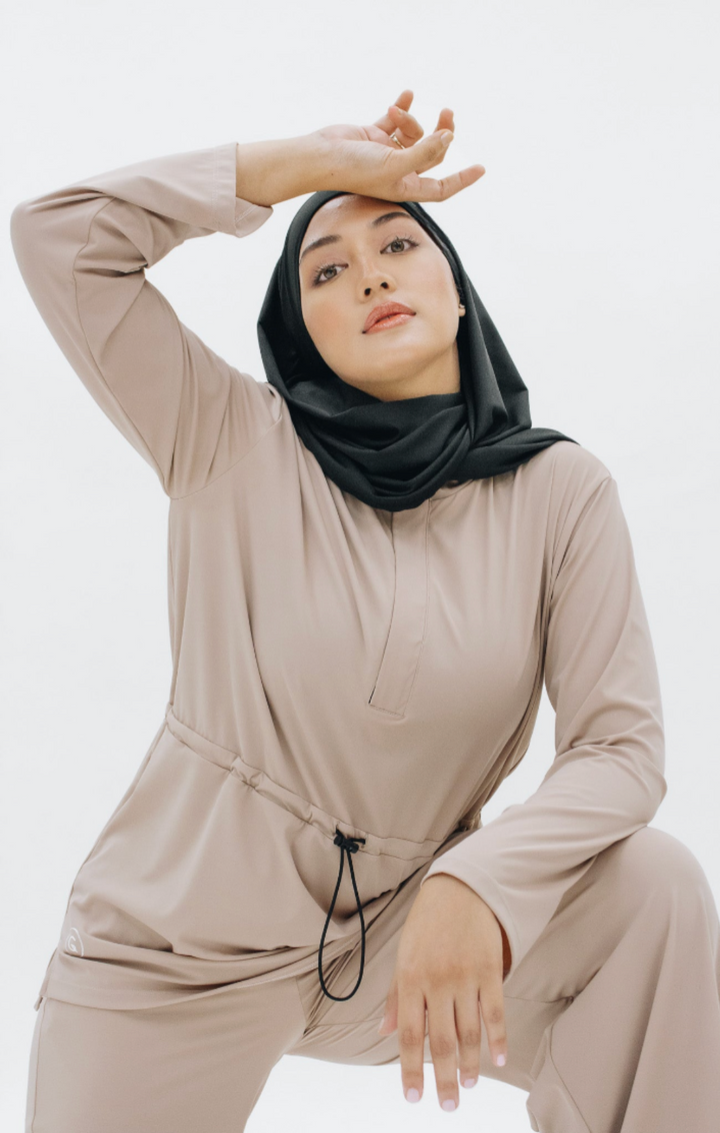 Taupe Comfortabele Sportset - Tweedelige Relaxed Fit Loungewear