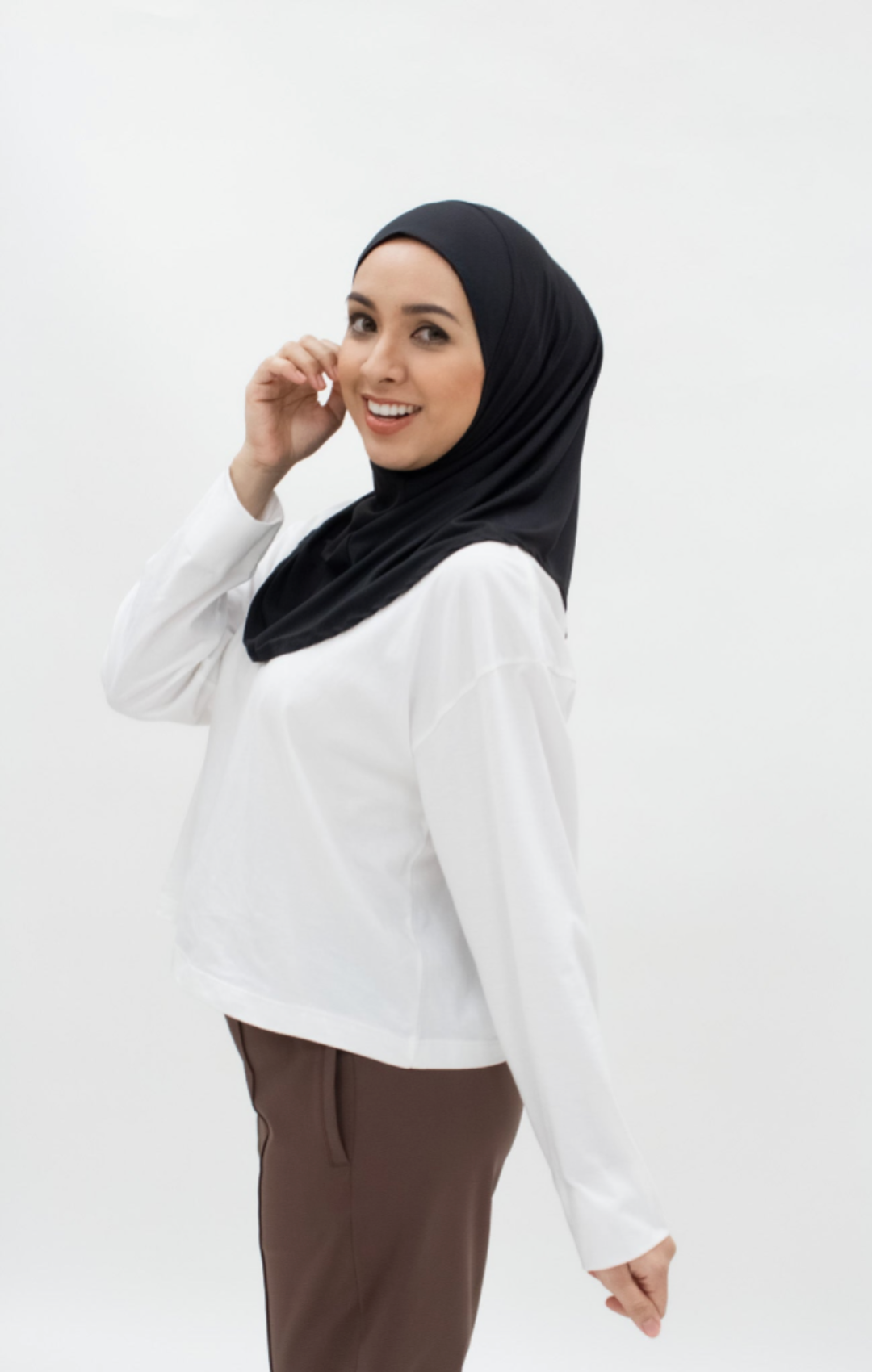 Compacte Zwarte Sport Hijab - Snelle Mini Hoofddoek