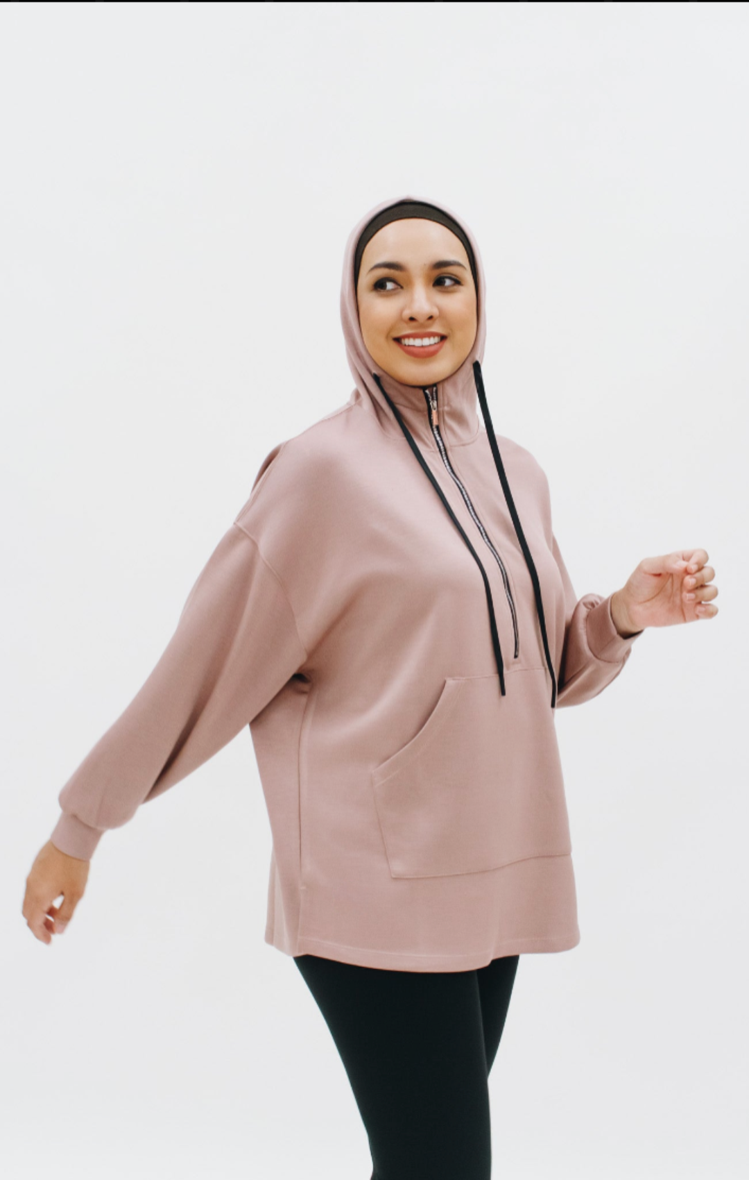 Modest Comfort Oversized Hoodie - Rosy Brown