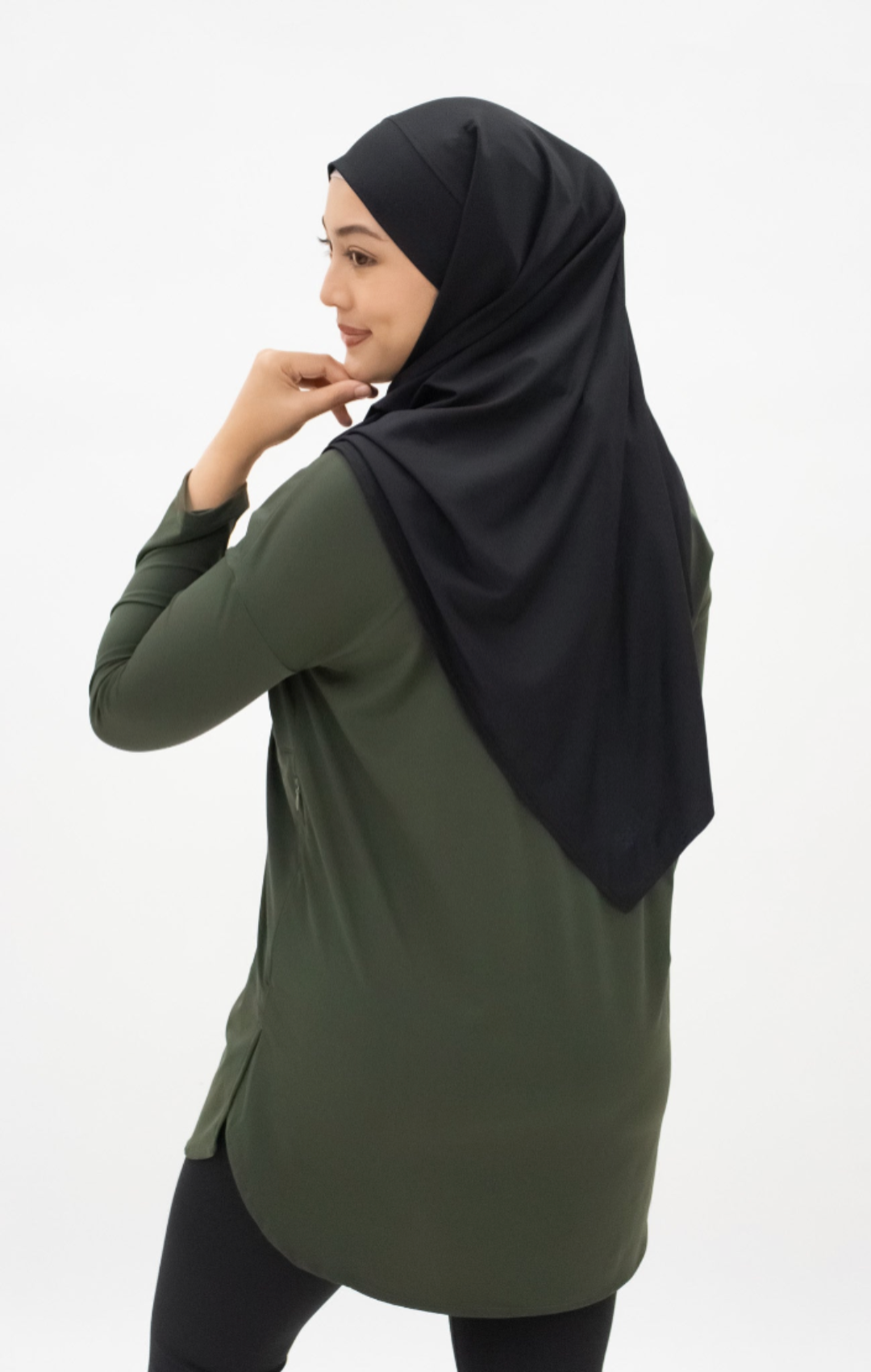 Zijdezachte Modest Top - Luchtige Sporttop in Olijfgroen