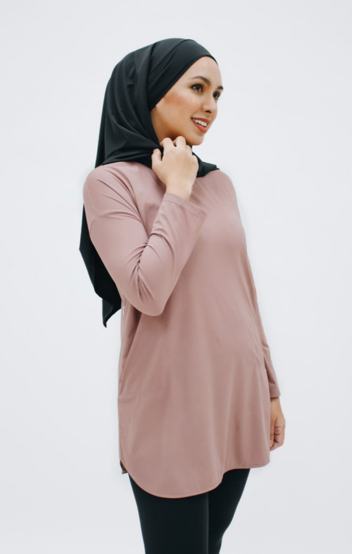 Zijdezachte Modest Sporttop - Luxe Comfort in Rozebruin