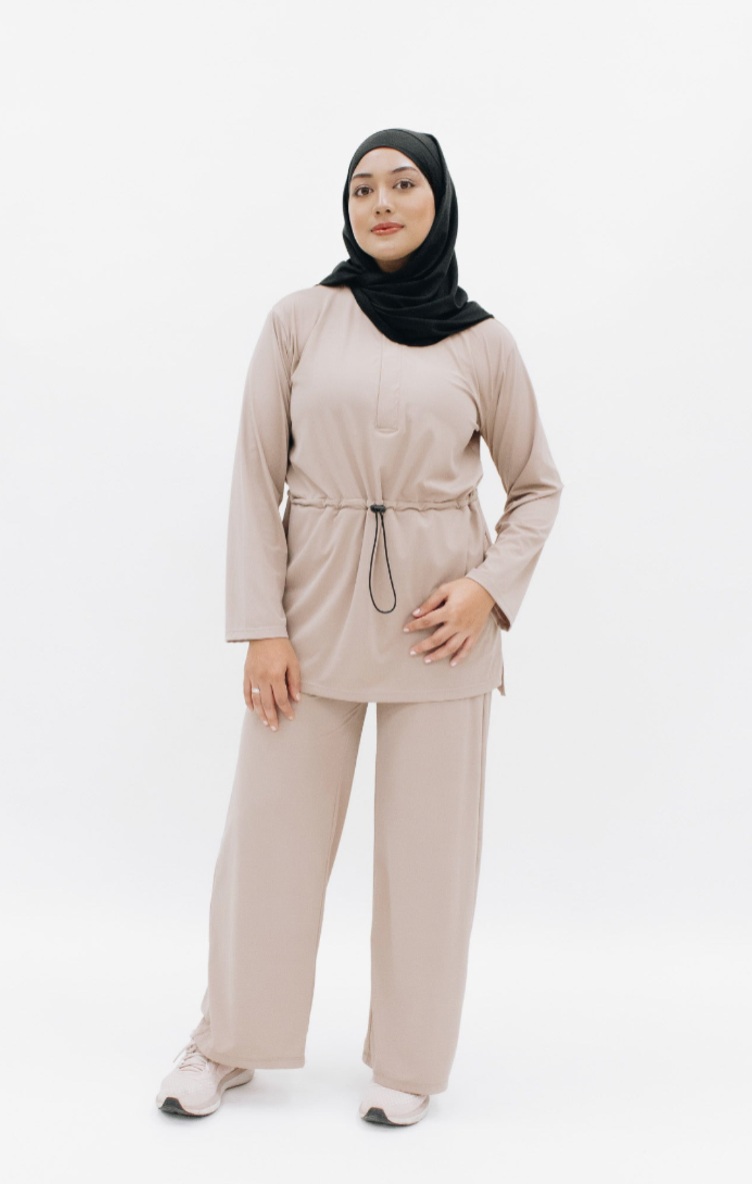 Taupe Comfortabele Sportset - Tweedelige Relaxed Fit Loungewear