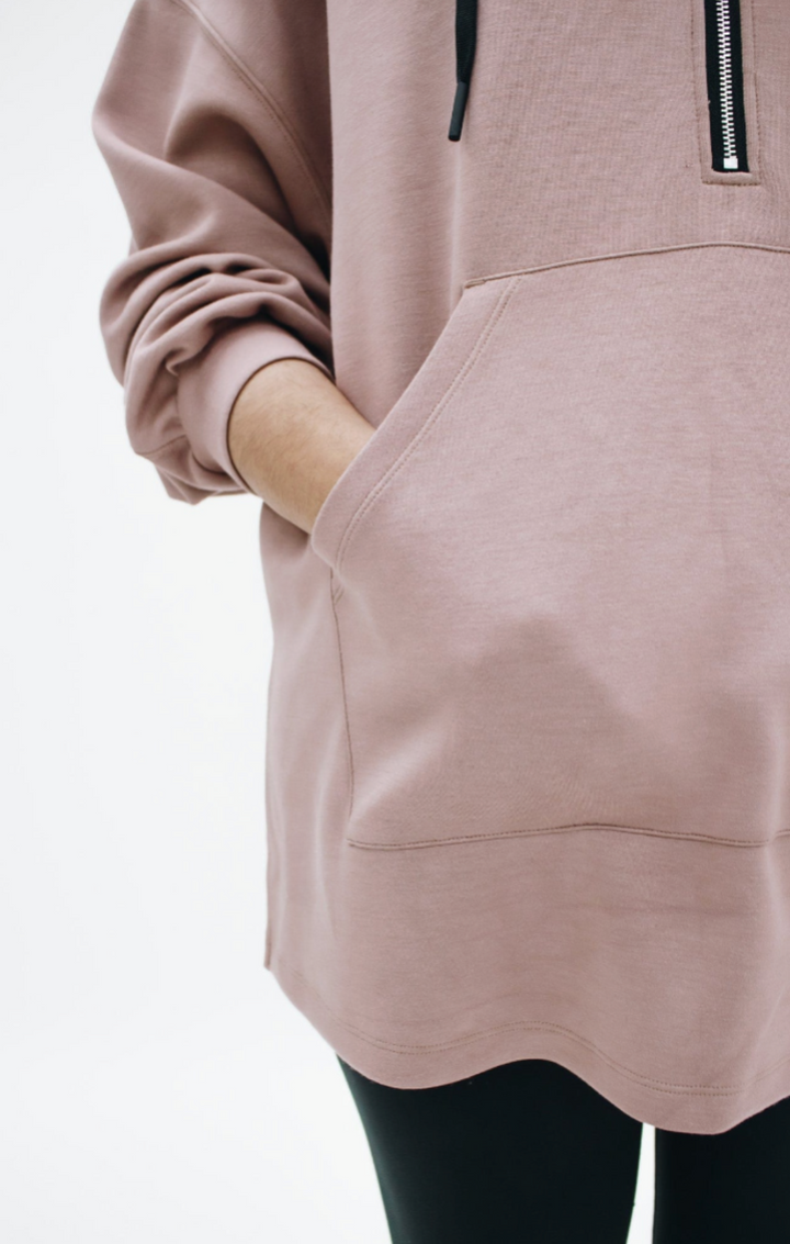 Modest Comfort Oversized Hoodie - Rosy Brown