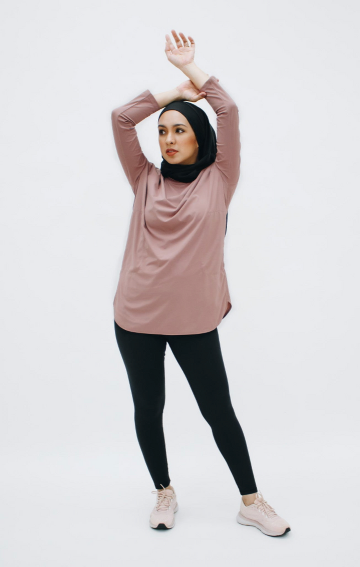 Zijdezachte Modest Sporttop - Luxe Comfort in Rozebruin