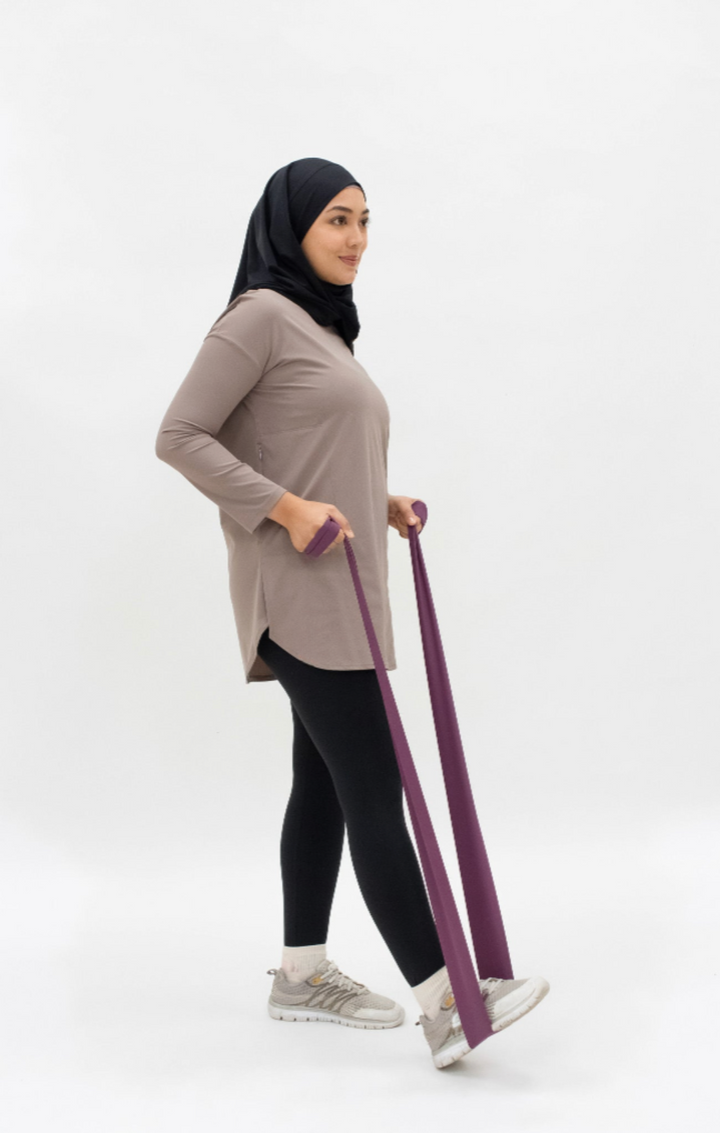 Fluweelzachte Modest Sporttop - Luxe Comfort in Taupe