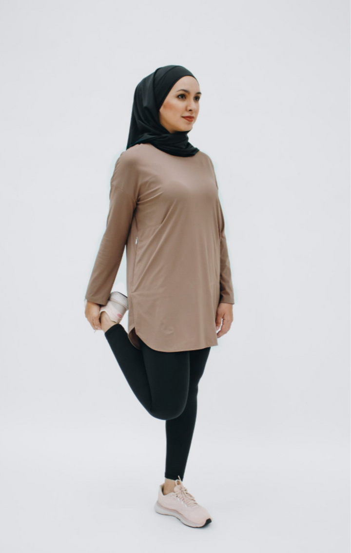 Ultrazachte Modest Sporttop - Luxe Comfort in Mochabruin