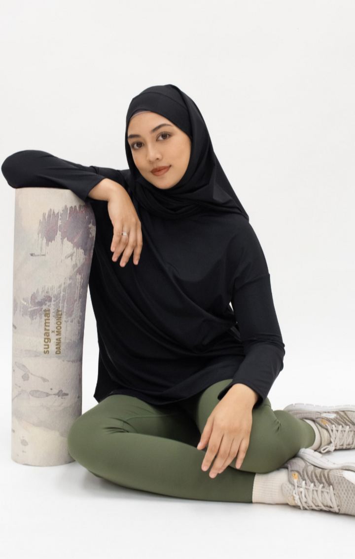 Fluweelzachte Modest Top - Luchtige Sporttop in Espressobruin