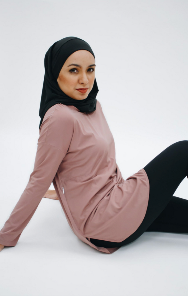 Zijdezachte Modest Sporttop - Luxe Comfort in Rozebruin