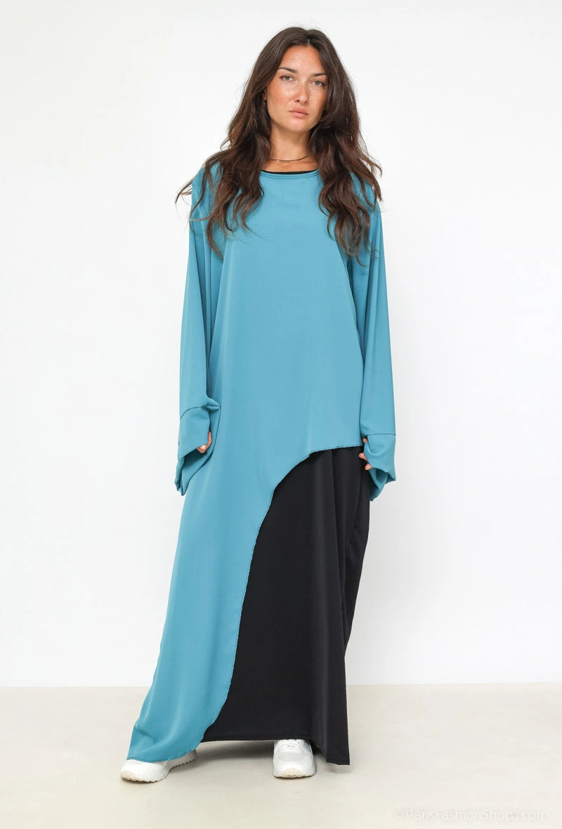 Luxury Silk Two-Piece Abaya | Premium Maxi Dress Set