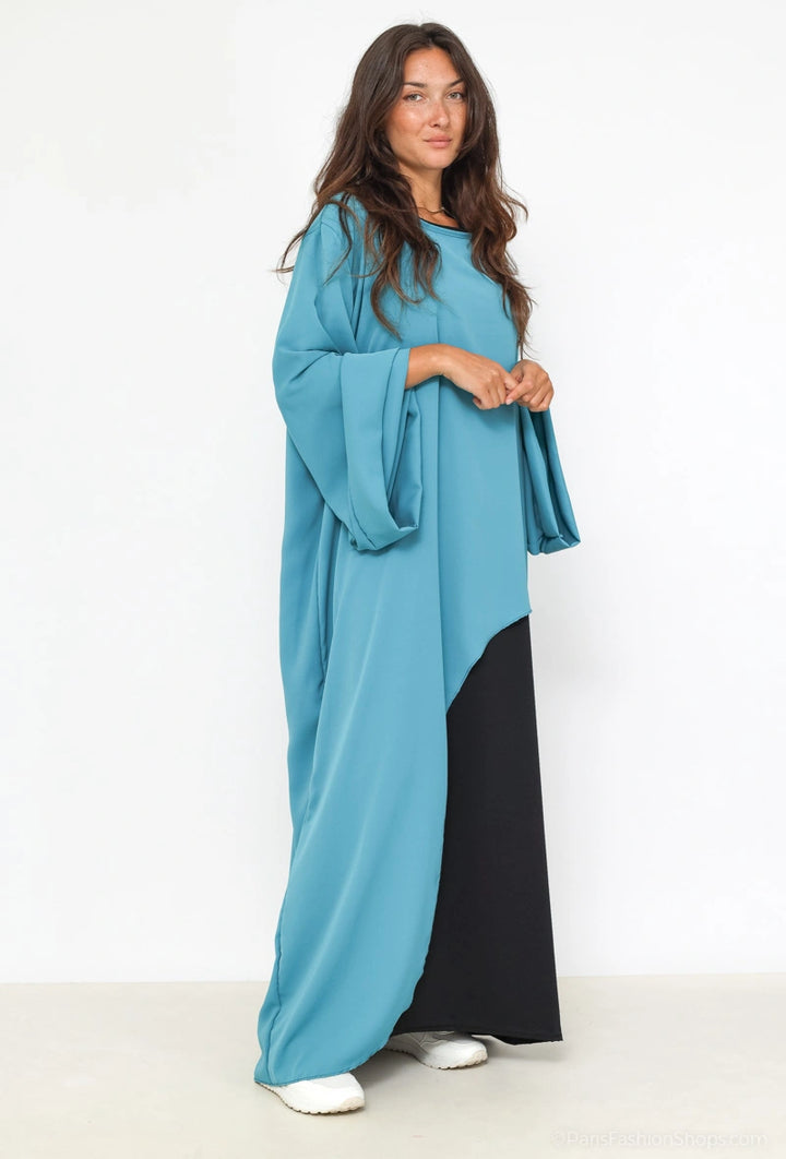 Luxury Silk Two-Piece Abaya | Premium Maxi Dress Set