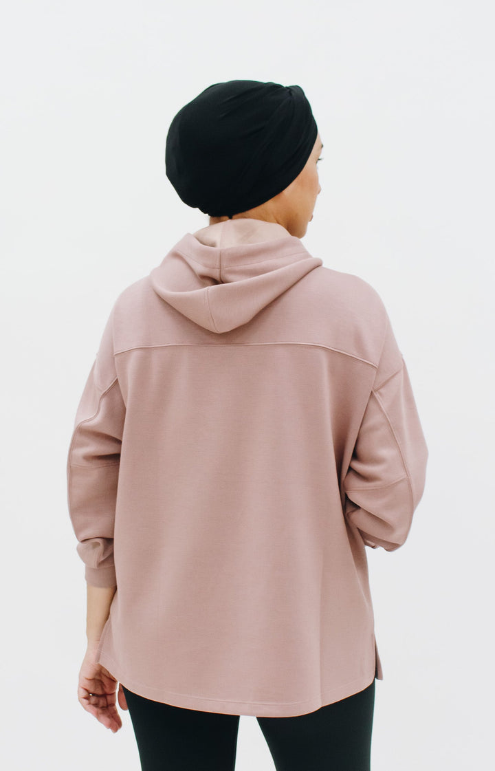 Modest Comfort Oversized Hoodie - Rosy Brown