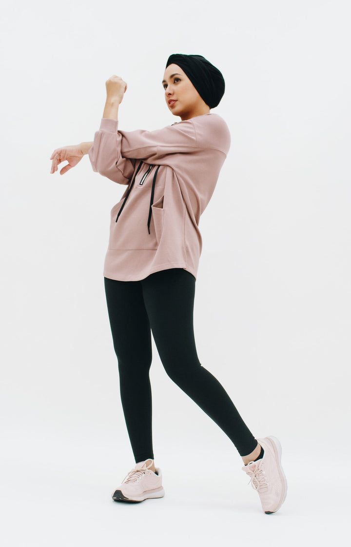 Modest Comfort Oversized Hoodie - Rosy Brown