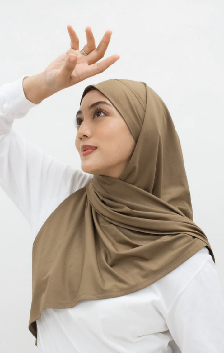 ModestGymWear mokkabruine sport hijab verstelbare strikbanden
