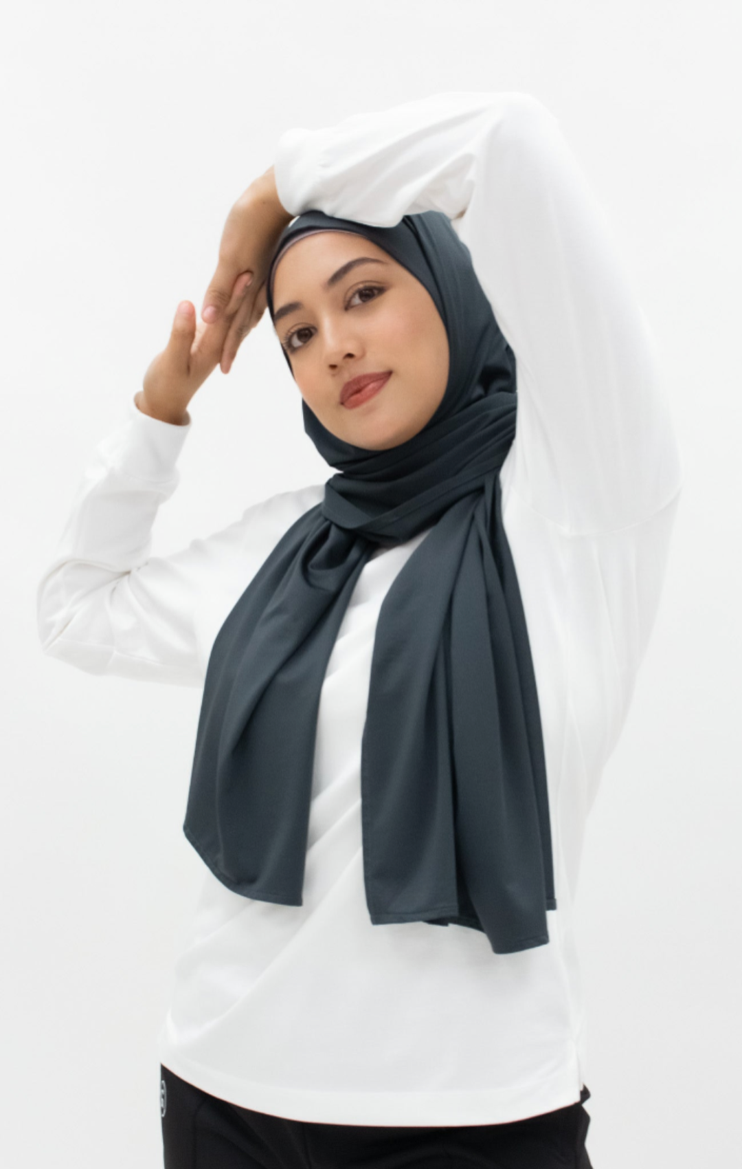 Kleurvariaties van Modestgymwear wrap hijab sporthoofddoek, inclusief antracietgrijs